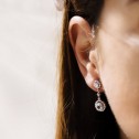 Longues boucles d'oreilles de mariée avec topazes (75B0207TT)
