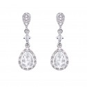Long silver earrings with diamonds and topazes (75B0209TT)