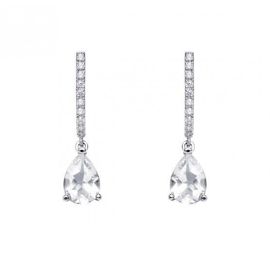 Sterling silver earrings with diamonds and topazes (75B0218TT)