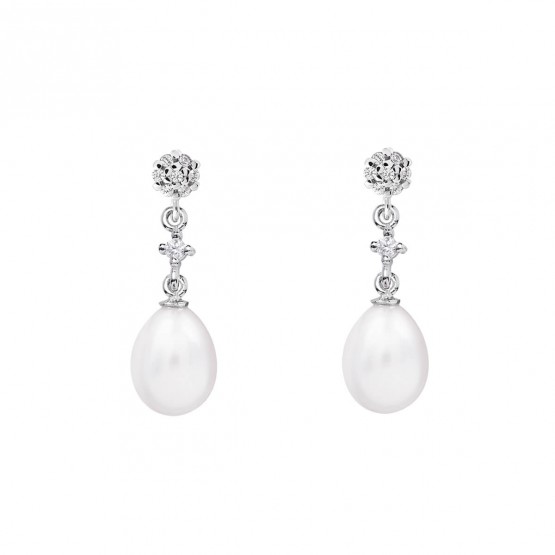 Pendientes de novia en oro blanco de18k con perlas (79B0601TE1) 1