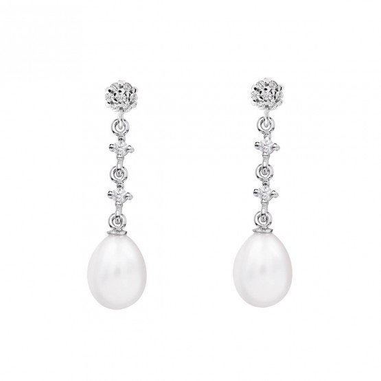 Pendientes de novia en oro blanco de18k y perlas (79B0602TE1) 1