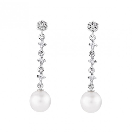 Pendientes para novia en oro blanco de18k y perlas (79B0603TD1) 1