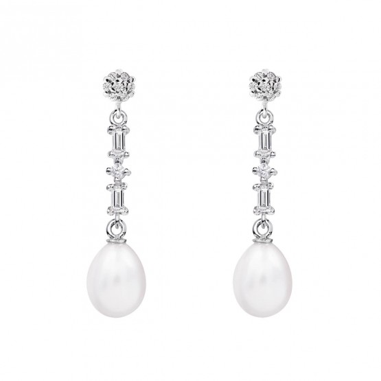 Pendientes de novia plata con topacio y perlas (79B0606TE1) 1